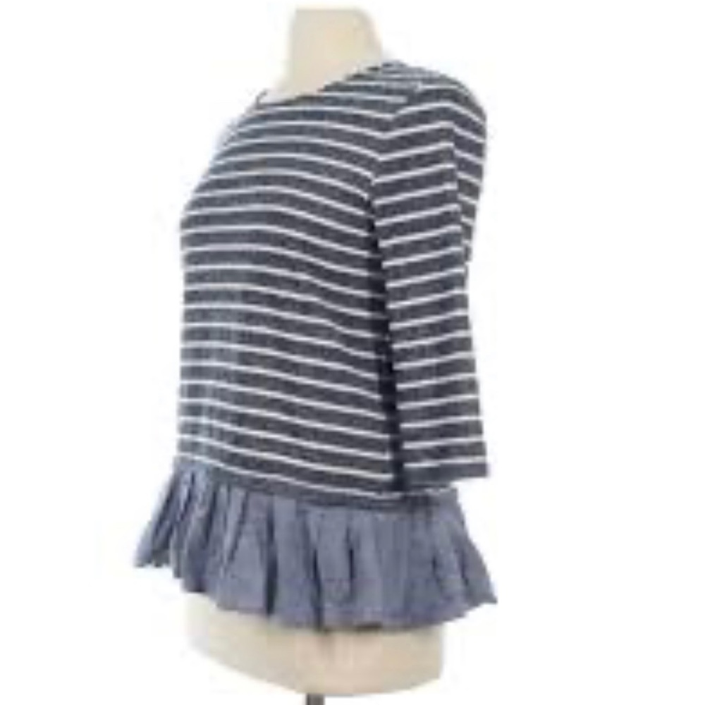 THML Blue Stripe Knit Zip Back Sweater